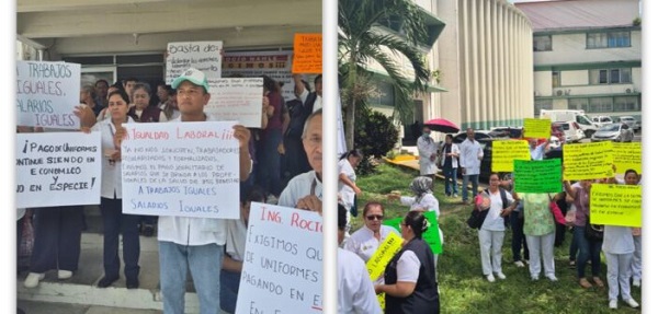 SE REGISTRAN PROTESTAS DE TRABAJADORES DEL SECTOR SALUD EN TODO EL ESTADO DE VERACRUZ; DENUNCIAN FALTA DE PAGOS, CARENCIAS Y HOSTIGAMIENTO