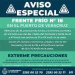 AVISO ESPECIAL POR EL FRENTE FRÍO NO. 16 EN EL PUERTO DE VERACRUZ