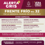 SE PREVÉ INGRESO DE FRENTE FRÍO 32 EN LA CIUDAD DE VERACRUZ