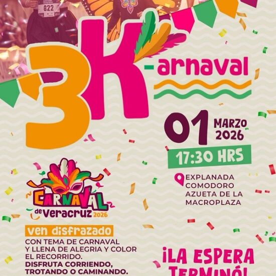ESTE DOMINGO SE REALIZARÁ LA PRIMERA GRAN CARRERA 3K-ARNAVAL 2026