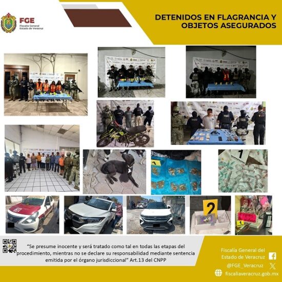 RESULTADOS CONTUNDENTES, FISCALÍA DE VERACRUZ DETIENE A 45 PERSONAS Y RESCATA 8 CANINOS EN UNA SEMANA EN 28 MUNICIPIOS