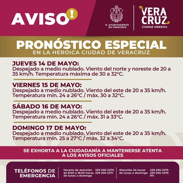 MANTIENE PC MUNICIPAL DE VERACRUZ VIGILANCIA POR ALTAS TEMPERATURAS