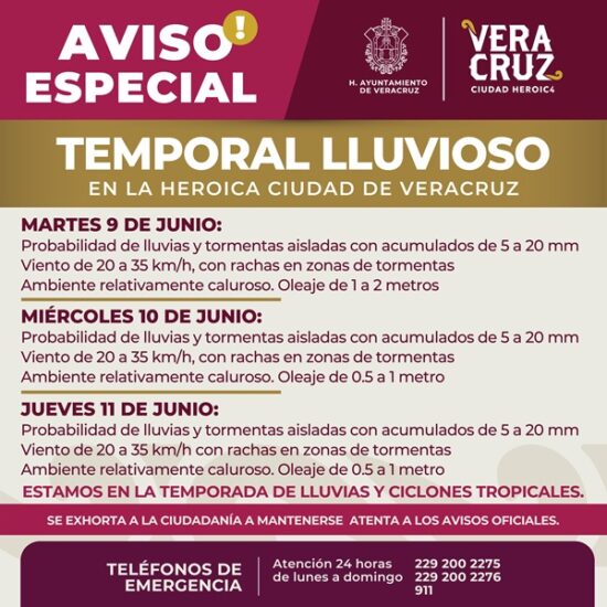 POR TEMPORADA DE LLUVIAS PC VERACRUZ PRIORIZA SEGURIDAD CIUDADANA