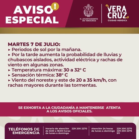 FORTALECE AYUNTAMIENTO DE VERACRUZ ACCIONES PREVENTIVAS POR ALTAS TEMPERATURAS Y LLUVIAS