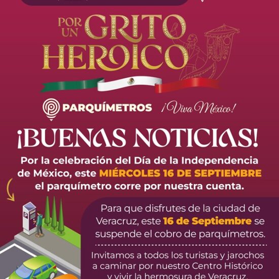 SUSPENDE AYUNTAMIENTO DE VERACRUZ COBRO DE PARQUÍMETROS ESTE 16 DE SEPTIEMBRE