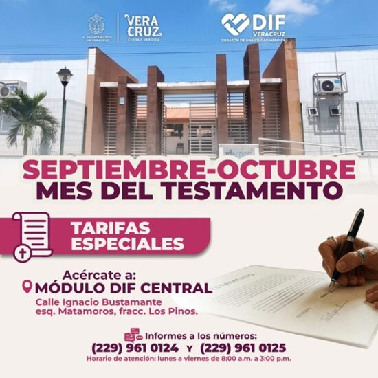 EXTIENDE DIF MUNICIPAL DE VERACRUZ CAMPAÑA DEL MES DEL TESTAMENTO HASTA OCTUBRE