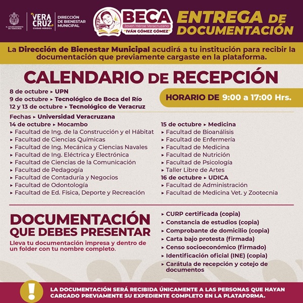 CONTINÚA PROCESO DE RECEPCIÓN DE EXPEDIENTES PARA LA BECA UNIVERSITARIA “IVÁN GÓMEZ GÓMEZ”