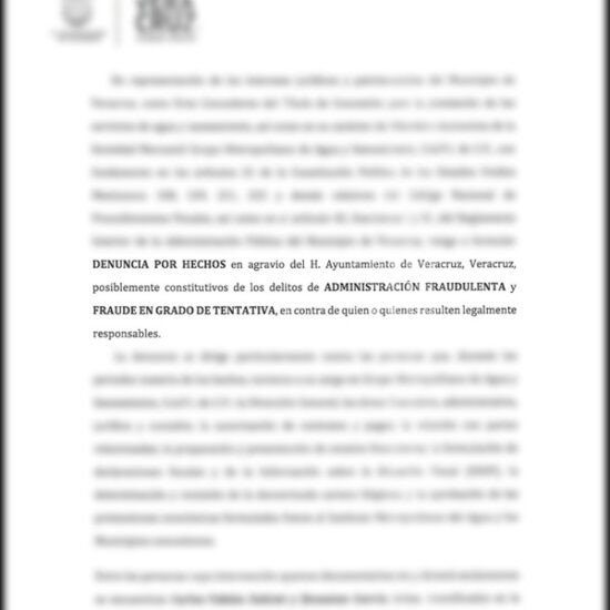 DENUNCIA AYUNTAMIENTO DE VERACRUZ A GRUPO MAS ANTE LA FGE POR PRESUNTO FRAUDE